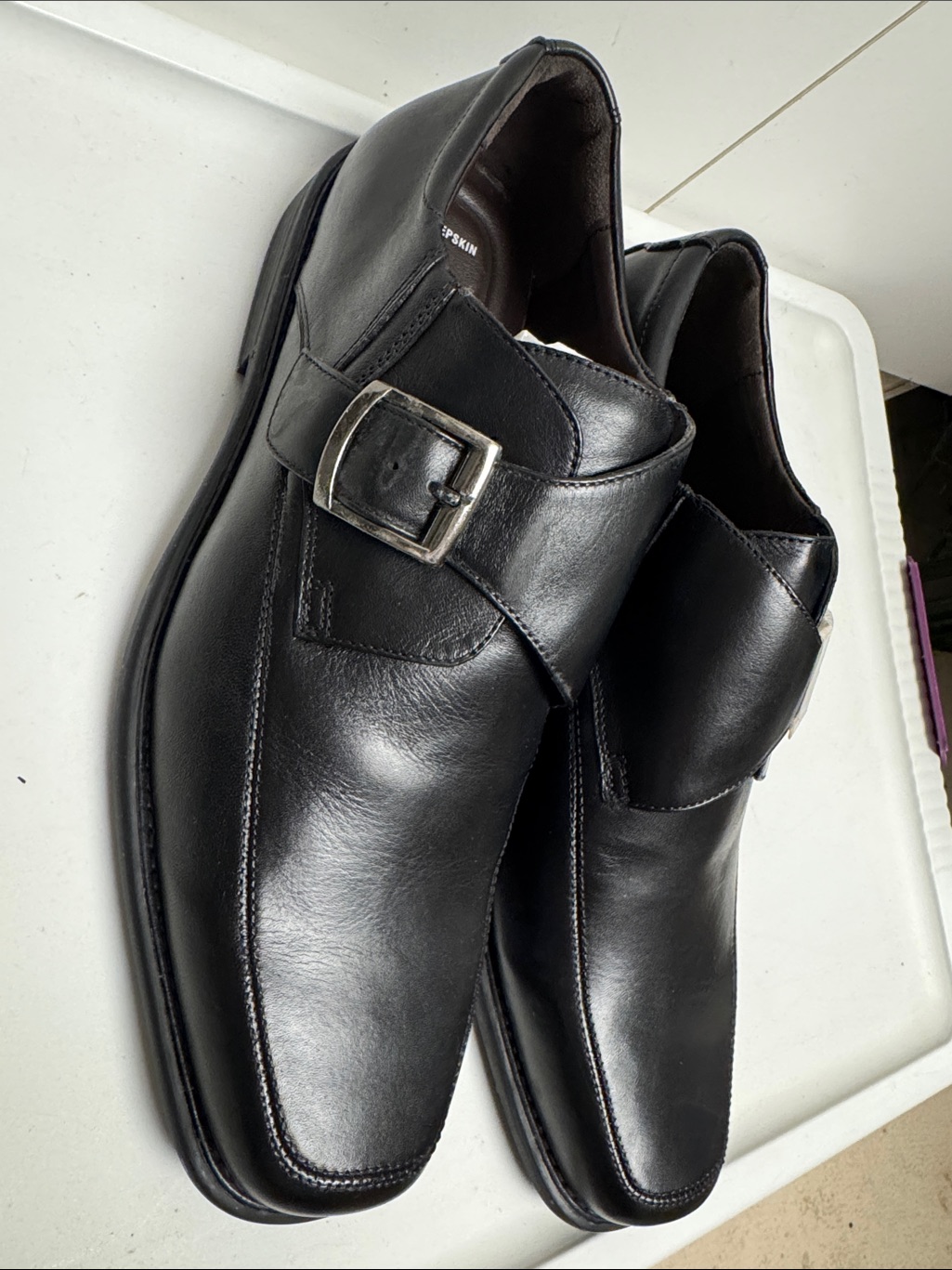 Johnston & Murphy Cullis Monk Black Leather Single Strap Loafers